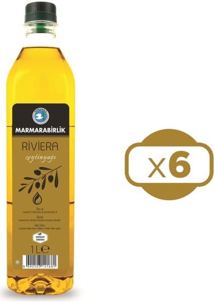 Marmarabirlik Riviera Zeytinyağı 1 Lt Pet Şişe x 6