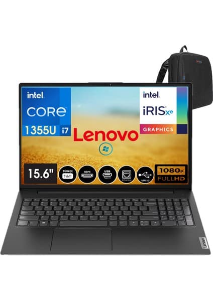Lenovo V15 Gen4 Iru Intel Core I7-1355U 16GB 256GB SSD 15.6" Fullhd Freedos Taşınabilir Dizüstü