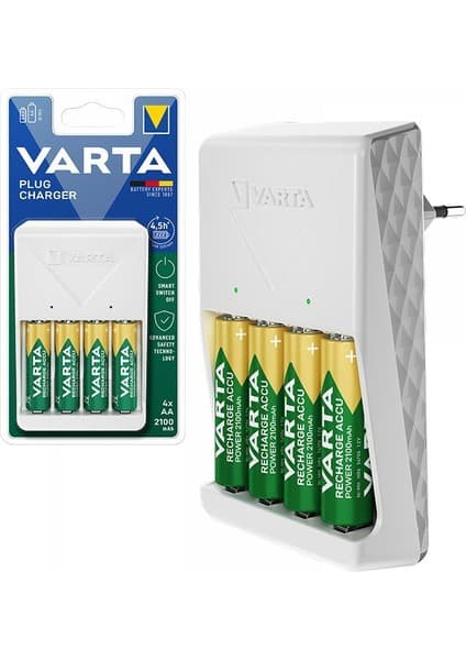 Varta 4XAA 2100 Mah Pilli Beyaz Plug Pil Şarj