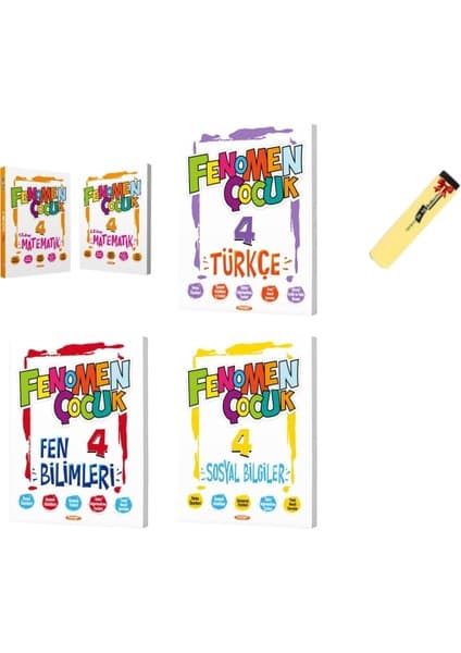 Fenomen Çocuk 4. Sınıf Matematik - Türkçe - Fen Bilimleri - Sosyal Bilgiler 5'li Set + Fosforlu