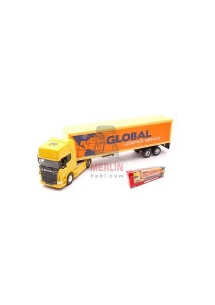 Welly 1/64 Ölçekli Scania 4x2 Tır Çekici Metal Gövde ve Global Desenli