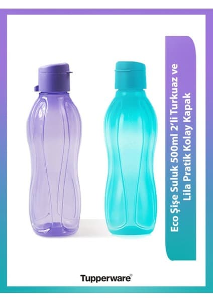 Tupperware Eco Şişe 500 ml 2 Li Set Sızdırmaz Tasarım ile Spor ve Ofis Kullanımı İçin