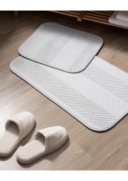 Madame Coco Emele Açık Gri Banyo Paspası 2 Adet Yumuşak Polyester Dikdörtgen