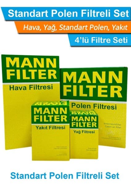 Seat Leon 1.9 Tdı Dizel Mann Filtre Bakım Seti 1999-2004 Hava+Yağ+Yakıt+Standart