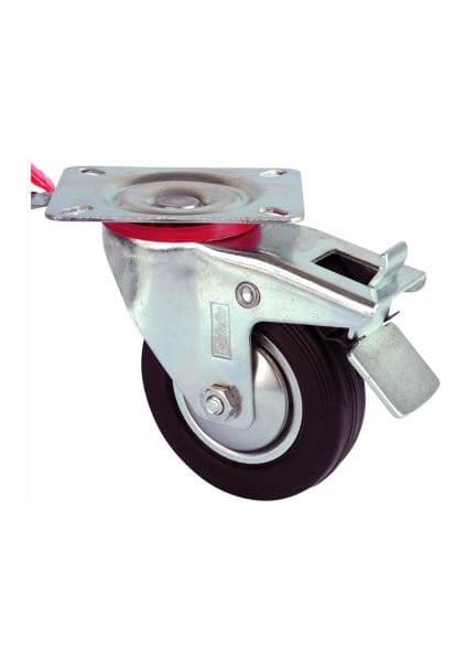 Mecmu Servis Tekeri - Frenli Tablalı Siyah Döner - Çap 80 mm