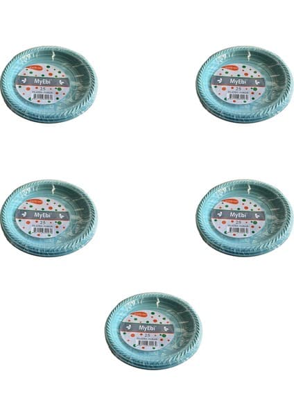 My EBİ Roll-Up Kullan At Renkli Turkuaz Parti Davet Plastik Tabak - 22 cm . - 25 Adetlik 5