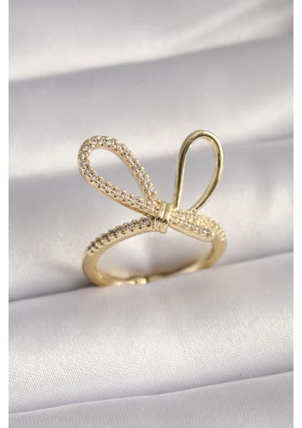Gold Renk Zirkon Taşlı Düğüm Model Kadın