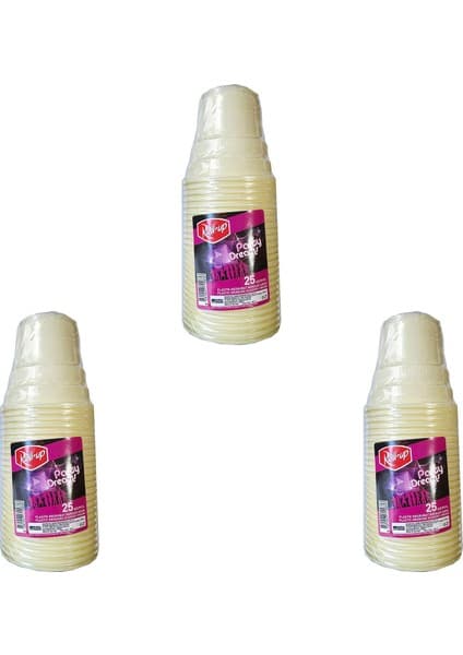Roll-Up Party Dreams Parti Davet Piknik Renkli Plastik Sert Mika Bardak - Sarı - 25'li 3
