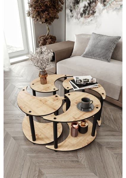 Messer Yin Yang Unıty Serenıty Orta Sehpa 4 Lü Meşe 70