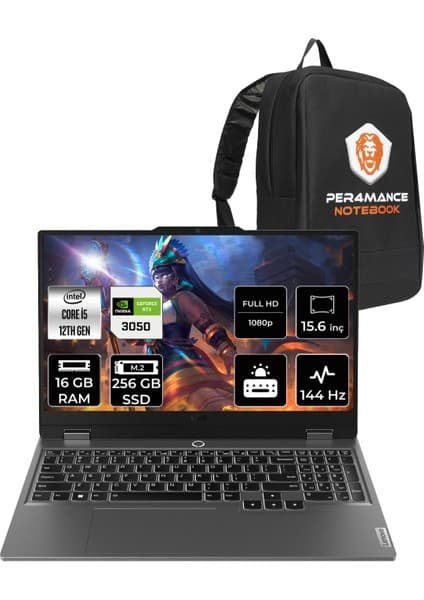 Lenovo Loq i5 12450HX RTX 3050 Gaming Laptop 16GB RAM 256GB Fiyatı