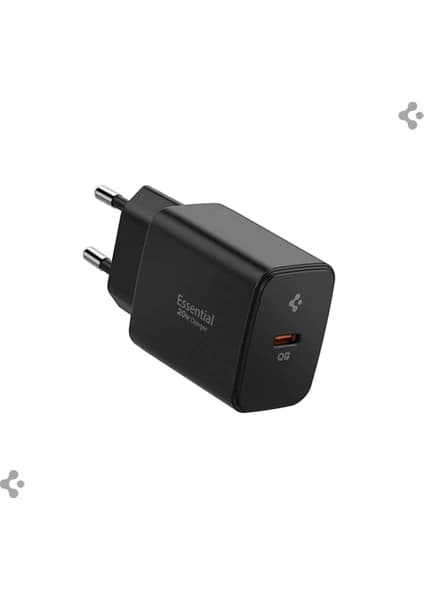 Spigen 20W USB-C Mini Hızlı Şarj Aleti / Şarj Isısını Düşürür GaN Pro Akım Korumalı Güç Adaptörü iPhone & Android & iPad Type-C EE201 Black - ACH09217
