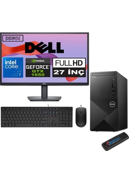 Dell Vostro 3030 mt Intel Core I7 12700 16GB Ddr5 256GB SSD 27" Fhd Ubuntu Nvidia Nvidia