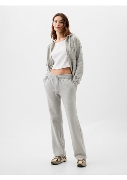 Gap Kadın Gri Gap Logo Bootcut Fleece Eşofman