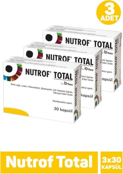 Nutrof Total 30 Kapsül 3 Adet Göz Sağlığına Destek Sağlayan Kapsül Takviye Edici