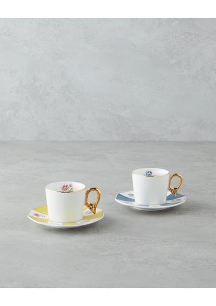 Nostalgia Porselen 4 Parça 2 Kişilik Kahve Fincan Takımı 90 ml
