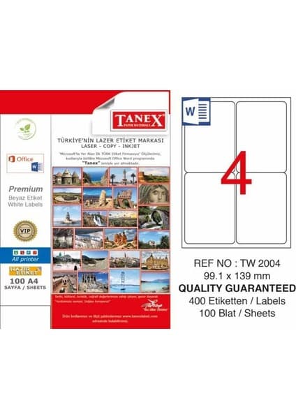 Tanex TW-2004 Laser Etiketi (99,1 x 139