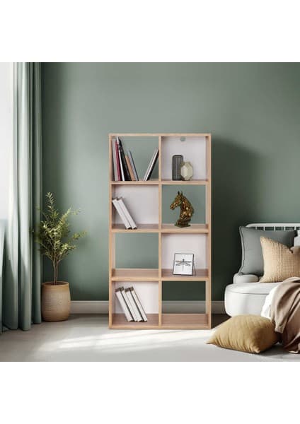 adore mobilya Vera 8 Bölmeli Kitaplık-Sonoma 61X121X30 cm