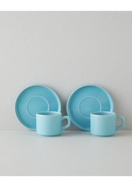 Coastal Bliss Seramik 4 Parça 2 Kişilik Çay Fincanı Takımı 184 ml Açık