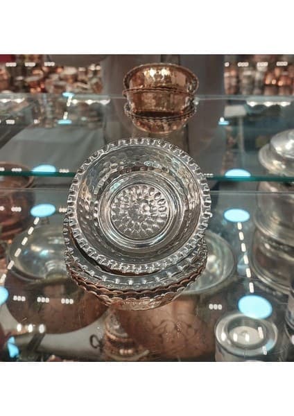 Bakır Çerezlik ve Kahvaltılık Seti, 6'lı, Şık ve Dayanıklı Metal