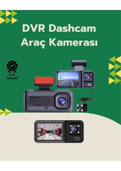 Astraltech Tam Kapsamlı Araç Güvenliği: 3 Kameralı Full Hd Kayıt Sistemi ile Ön, Iç ve Arka