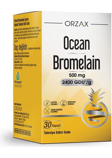 Ocean Bromelain 500 Mg 30 Kapsül Doğal Enzim Karışımı Kullanım Amacı Sağlık