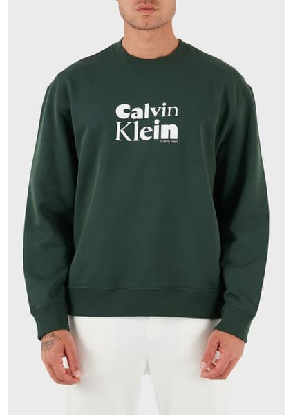 Calvin Klein Logolu Pamuklu Relaxed Fit Bisiklet Yaka Sweat LV04LD242GLLG Erkek Sweat LV04LD242G