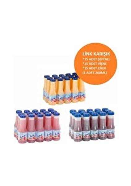 Ülker Link Karışık Paket Meyve Suyu 15 Adet Şeftali 15 Adet Vişne 15 Adet Çilek 200 ml