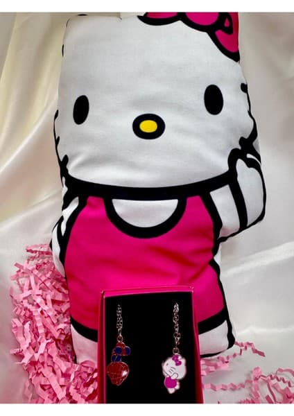 Spider Man Hello Kitty Sevgili Kolye Seti ve Hello Kitty Yastık Sevgiliye ve Best Friends Hediye