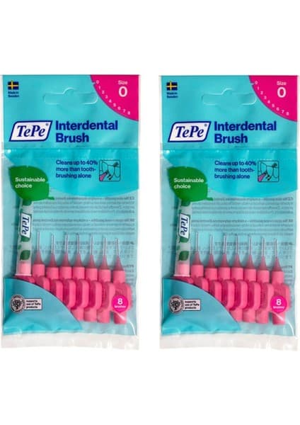 Tepe 2li Interdental Brush Arayüz Fırçası Pembe 0.4 mm Orta Sertlikte 8 Li Manuel Diş