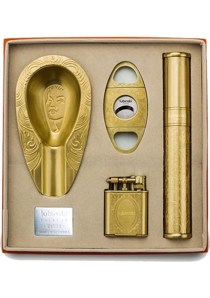 Lubinski Yeni Seri Dörtlü Motif İşlemeli Gold Puro
