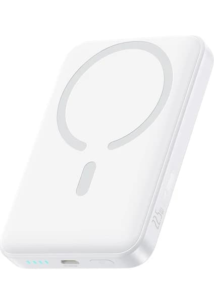 Baseus Enerfill FM11 Ultra-Mini Magnetic Super Hızlı Power Bank Type-C Çıkışlı 10000MAH 22.5W Beyaz (Içinde Type-C Den Type C Ye Şarj Kablosu Mevcut)