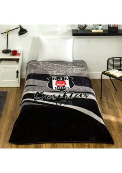 Taç Taraftar Lisanslı Tek Kişilik Battaniye (160X220)-BEŞİKTAŞ