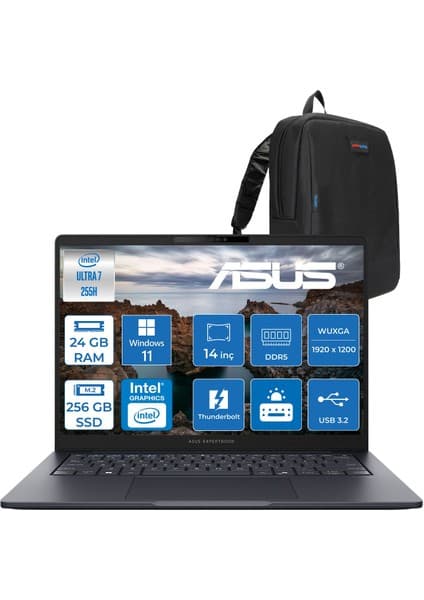 Asus Expertbook B5 B5405CCA-U716512B1D Intel® Core™ Ultra 7 255H Aı 24GB Ddr5 256GB SSD Intel® Arc™