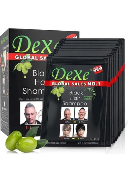 Dexe Siyahlaştırıcı Saç Şampuanı 10 Parça Doğal ve Organik Formül ile Genç