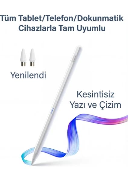 Fibaks Metal Dokunmatik Kalem Beyaz Renk Tüm Cihazlarla Uyumlu Yüksek Hassasiyetli Yazı ve Çizim