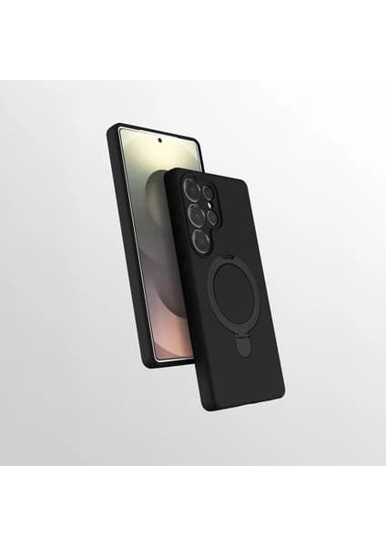 M.TK Moveteck Samsung Galaxy S24 Ultra Kılıf Magsafe Halkalı Extra Standlı Içi Kadife Yumuşak Renkli Silikon Samara Kapak