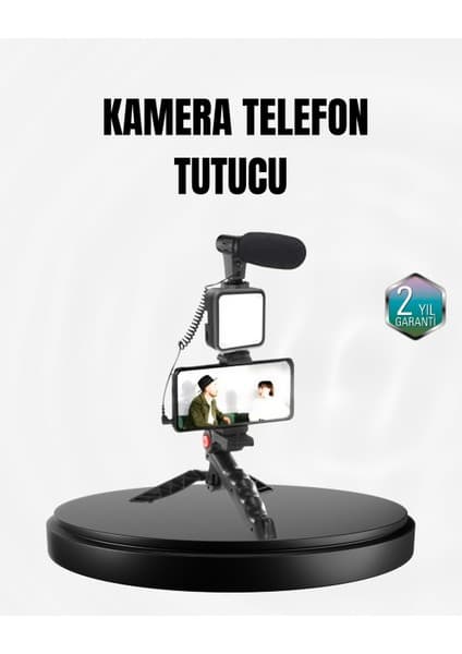 SHN Profesyonel Vlog Çekim Kiti LED Işıklı Tripod Mikrofonlu Telefon