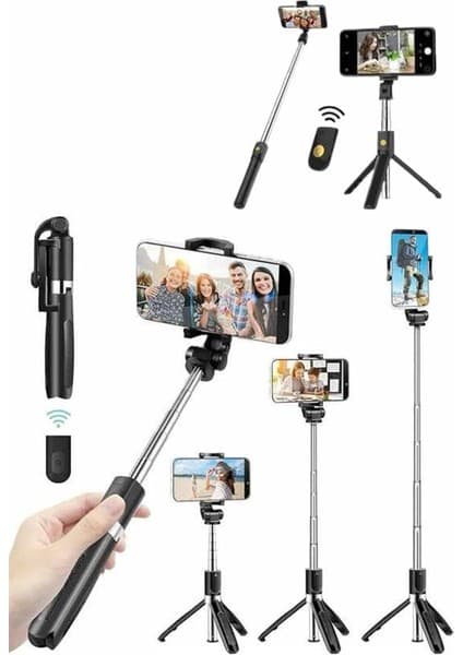 Magne Cep Telefonu Tripod Standı Manyetik Selfie Sopa Bluetooth Uzaktan Kumandalı -