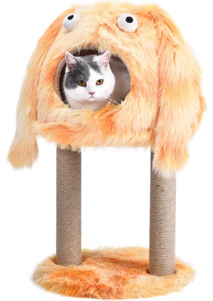Pet Luxe Monster Figürlü 4’ü 1 Arada Kedi Tırmalama Ağacı ve