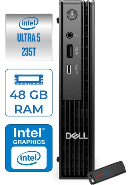 Dell Pc Pro Mıcro QCM1250 Intel® Ultra 5 235T 48GB Ddr5 1tb SSD Intel® Graphics Freedos Mini