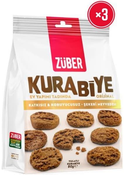 Züber Orijinal Yulaflı Kurabiye 80g x 3 Adet (Ev Yapımı
