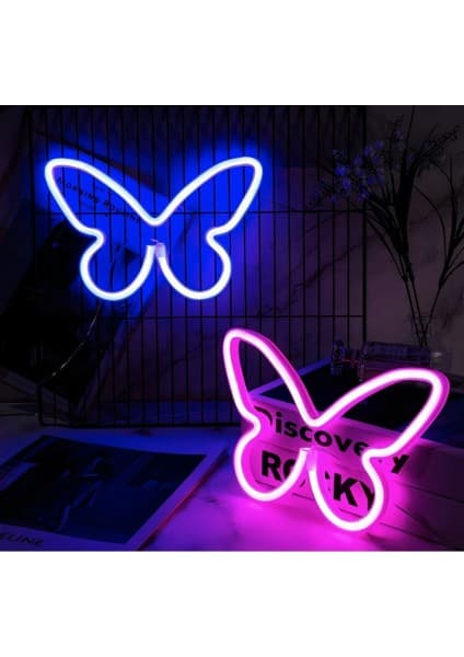 Kelebek Neon Duvar Süsü Gece Lambası Neon