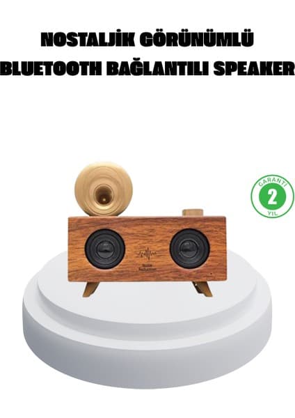 Marsilyan Çift Hoparlörlü Bluetooth Gramofon Speaker – Fm Radyo, Usb, Sd Kart ve Aux Girişli
