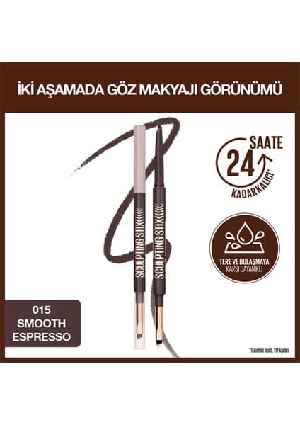 Maybelline New York Sculpting Stix Çift Uçlu Göz Kalemi 015 Smooth Espresso Suya Dayanıklı ve Uzun