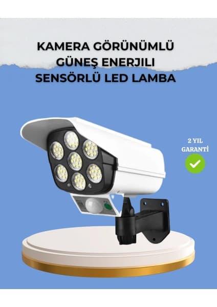 Marsilyan Kamera Görünümlü Solar LED Lamba Hareket Sensörlü Uzaktan Kumandalı Bahçe Duvar