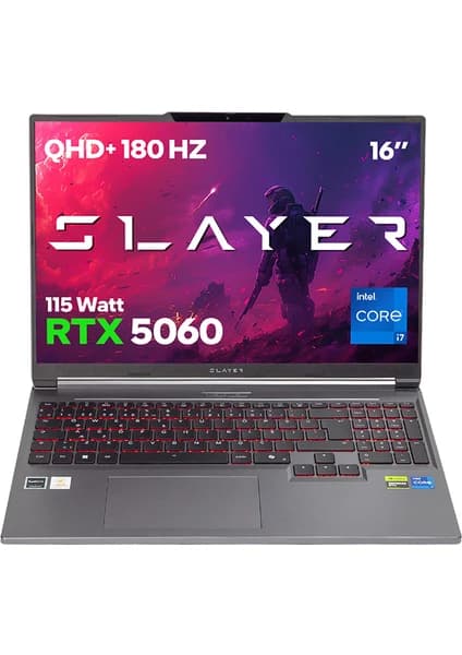 Game Garaj Slayer X7T-5060 C2 Intel Core I7 14650HX 32GB Ram 1tb SSD RTX5060 16" Qhd+ 180Hz IPS Freedos Gaming Laptop