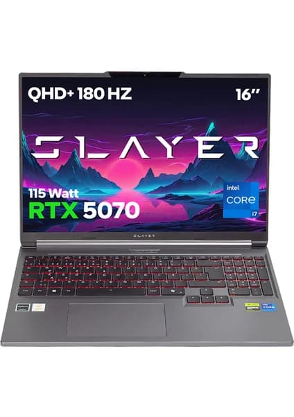 Game Garaj Slayer X7T-5070 C7 Intel Core I7 14650HX 16GB Ram 1tb SSD RTX5070 16" Qhd+ 180Hz IPS Freedos Gaming Laptop