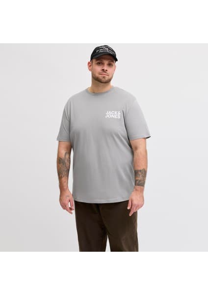 Jack & Jones Büyük Beden Logolu Bisiklet Yaka Tisört - Corp Fiyatı