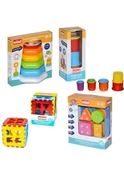 Oyuncakzade Bebeğimin Ilk Oyuncakları 4'lü Set Eğitici Oyuncak Bultak Halka Puzzle