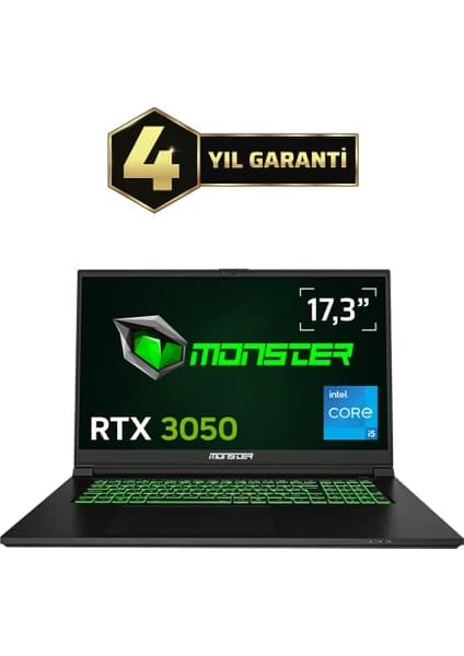 Monster Abra A7 V15.5.4 Intel Core i5 13500H 16 GB RAM 1 TB SSD 4 GB RTX 3050 FreeDOS 17,3" 144 Hz Oyun Bilgisayarı